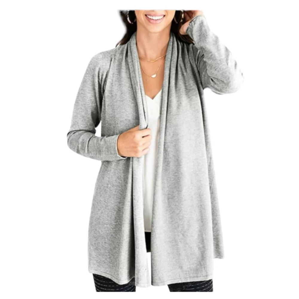 PRIMARK Cardigan Open Gray Color Waterfall Knitted Cardigan Fall Cardigan Size S